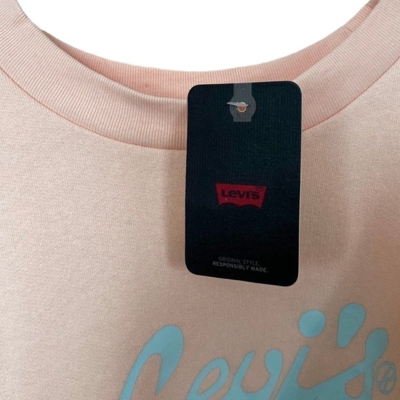 New Women’s Levi’s Cropped Crewneck Graphic Logo Sweatshirt Size XXL - Picture 3 of 12